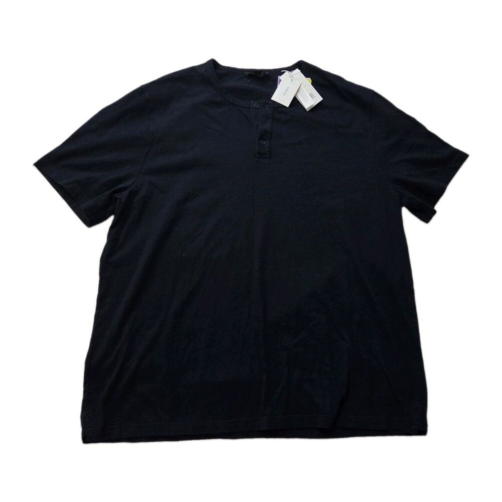 Vince Men's Henley Short Sleeve T-Shirt Black 3 Button Classic sz XXL New